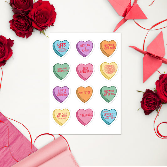 Legal Candy Heart Valentines Sticker sheet